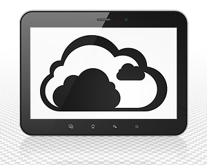 Image showing Cloud networking concept: Tablet Pc Computer with Cloud on display