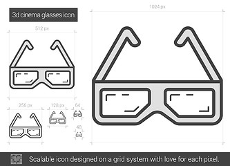 Image showing Three d cinema glasses line icon.