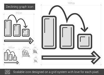 Image showing Declining graph line icon.