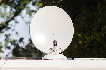 Image showing Satellite dish on roof of camper van