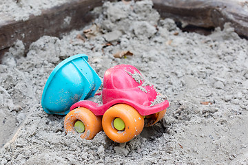 Image showing Children\'s machine in the sand