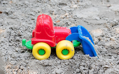 Image showing Children\'s machine in the sand