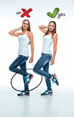 Image showing conceptual portrait of two beautiful twin young women