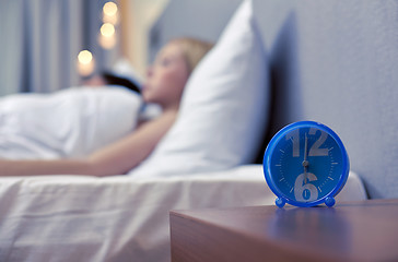 Image showing close up of alarm clock in bedroom