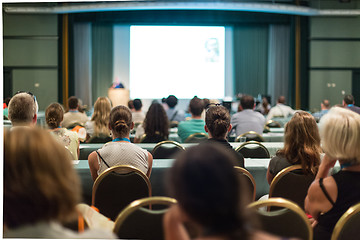 Image showing Audience in lecture hall on scientific conference.