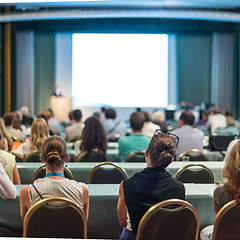 Image showing Audience in lecture hall participating at business conference.