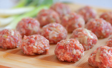 Image showing Raw Uncooked Meatballs