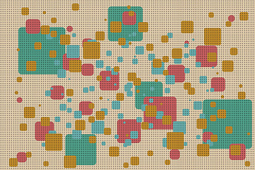 Image showing Colored squares brown retro fabric background