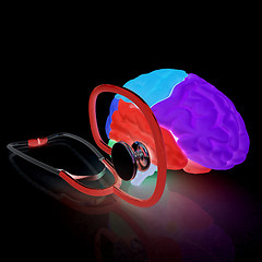 Image showing stethoscope and brain. 3d illustration