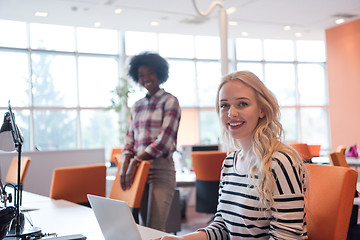 Image showing informal business woman working in the office