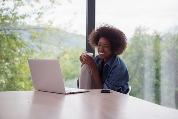 Image showing African American woman in the living room