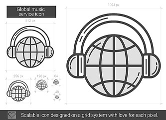 Image showing Global music service line icon.