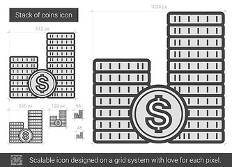 Image showing Stack of coins line icon.