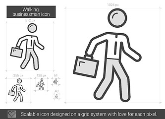 Image showing Walking businessman line icon.