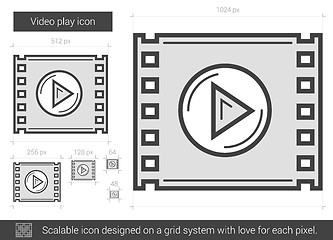 Image showing Video play line icon.