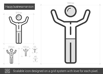 Image showing Happy businessman line icon.