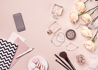 Image showing Vintage still Life with roses and Ballet Shoes