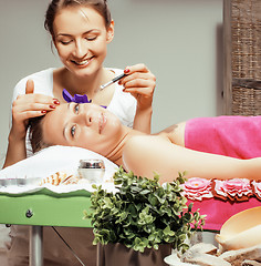 Image showing stock photo attractive lady getting spa treatment in salon, healthcare people concept 