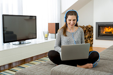 Image showing Working at home while listen music