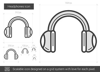 Image showing Headphones line icon.