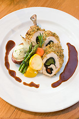 Image showing Breaded Chicken and Asparagus