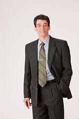 Image showing Young Emotional Man In A Business Suit