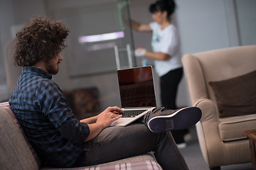 Image showing man working with laptop