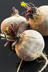 Image showing Three farm fresh raw beetroot