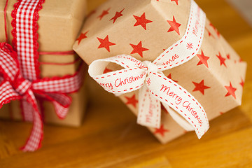 Image showing Christmas presents in kraft paper