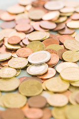 Image showing Heap of assorted Euro coins