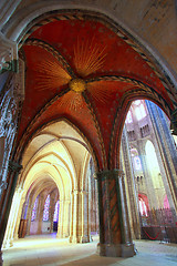 Image showing Painted vault with royal sun in cathedral Saint-Etienne de Bourg