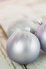 Image showing Decorated silver Christmas baubles