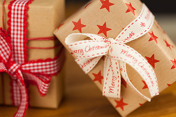 Image showing Christmas presents in kraft paper