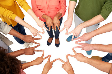 Image showing group of international people showing peace sign