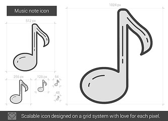 Image showing Music note line icon.