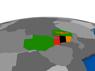 Image showing Zambia on 3D globe