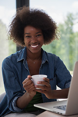 Image showing African American woman in the living room