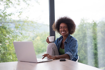 Image showing African American woman in the living room