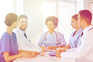 Image showing group of happy doctors meeting at hospital office