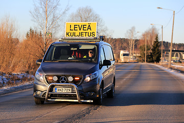 Image showing Pilot Vehicle In Front of Wide Load Transport