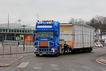 Image showing Blue Scania Semi Wide Load Transport