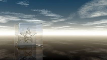 Image showing pentagram in glass cube - 3d rendering