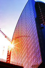 Image showing housebuilding at sunset