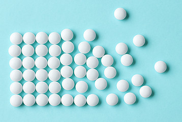 Image showing white pills on blue background