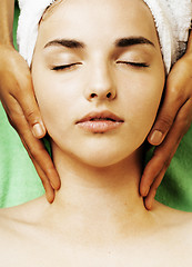 Image showing stock photo attractive lady getting spa treatment in salon