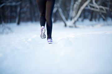 Image showing Athlete running in winter park