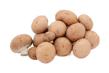 Image showing Uneven pile of fresh chestnut mushrooms with brown caps