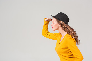 Image showing The profile of girl in hat