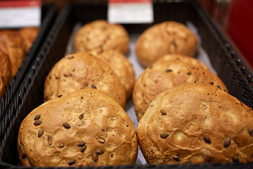 Image showing close up of bread at bakery or grocery store