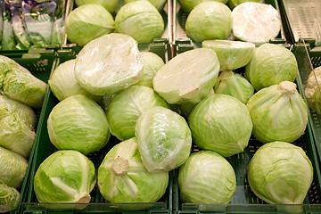 Image showing close up of cabbage at grocery store or market